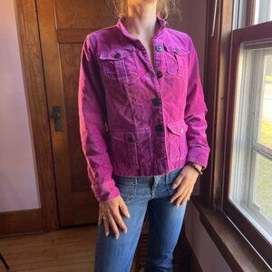 Y2K Pink Velour Utility Jacket S Magenta Button Juciy Coutoure Style Coquette